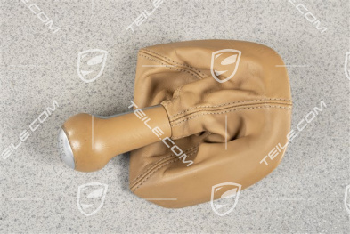 Schalthebelknopf, Sandbeige, Leder / Aluminium, 6-gang schaltgetriebe