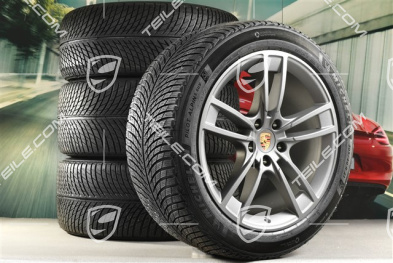 21-inch Cayenne Turbo II Design winter wheel set, rims 9,5J x 21 ET46 + 11,0J x 21 ET49 + NEW Michelin winter tyres275/40 R21 + 305/35 R21, with TPMS, Vesuvgrau