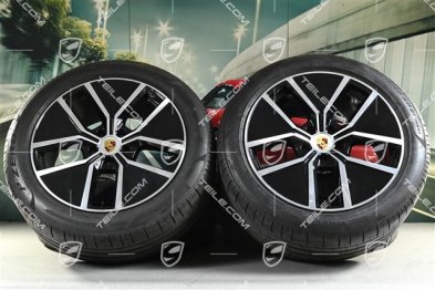 21-inch Cayenne Coupe Aero Design summer wheel set, rims 9,5J x 21 ET46 + 11,0J x 21 ET49 + Pirelli P Zero summer tyres 285/45 R21 + 315/40 R21, with TPMS about 30km, DOT/prod.year 2025