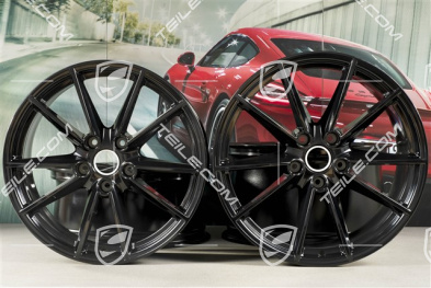 20+21-inch wheel rim set Carrera S, rims: front 8,5J x 20 ET53 + rear 11,5J x 21 ET67, black high gloss
