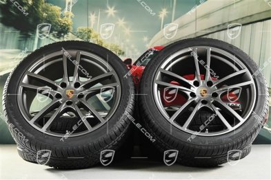 21-inch Cayenne COUPÉ Turbo Design winter wheel set, rims 9,5J x 21 ET46 + 11,0J x 21 ET49 + Pirelli winter tyres275/40 R21 + 305/35 R21, with TPMS, platinum satin matt