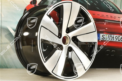 19" Felge Taycan S, 10J x 19 ET47, schwarz hochglanz mit glanzgedrehter Stirnfläche