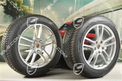 20" koła zimowe Cayenne Sport, komplet, felgi 9J x 20 ET50 + 10,5J x 20 ET55 + NOWE opony zimowe Hankook 255/55 R20 + 295/45 R20, z czujnikami ciśnienia
