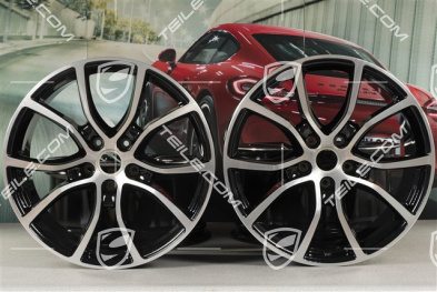21" Komplet felg Cayenne Exclusive Design, 11J x 21 ET49 + 9,5J x 21 ET46, do Cayenne Coupé, czarny wysoki połysk