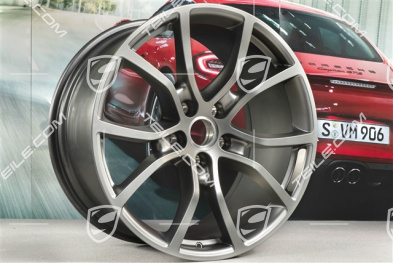 21" Komplet felg Cayenne Exclusive Design, 11J x 21 ET49 + 9,5J x 21 ET46, do Cayenne Coupé, Platinum satynowy półmat