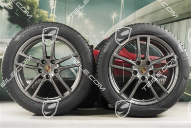 20-inch Cayenne COUPE Sport winter wheel set, rims 9J x 20 ET50 + 10,5J x 20 ET55 + NEW Pirelli winter tyres 275/45 R20 + 305/40 R20, with TPMS, Platinum satin matt