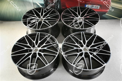 22" Macan RS Spyder, komplet felg, 9J x 22 ET29 + 11J x 22 ET47, czarne z wysokim połyskiem