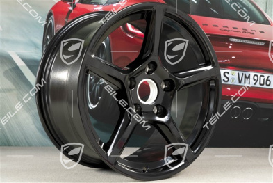 18-inch wheel rim set Boxster IV, 8J x 18 ET57 + 9,5J x 18 ET49, black high gloss