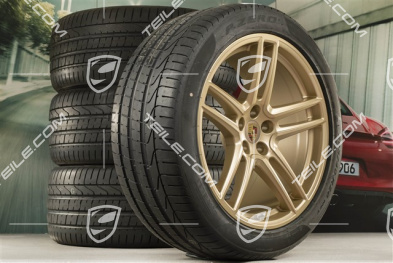 20" Turbo Sommerräder Satz, Felgen 9J x 20 ET26 + 10J x 20 ET19 + NEUE Pirelli Sommerreifen 265/45 R20 + 295/40 R20, Aurum, mit RDK-Sensoren