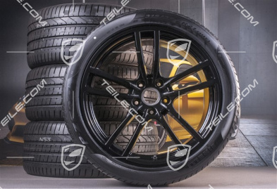 21" koła letnie Cayenne Turbo Design, komplet, felgi 9,5J x 21 ET46 + 11,0J x 21 ET58 + opony letnie Pirelli P Zero 285/40 R21 + 315/35 R21, z czujnikami ciśnienia, czarny połysk