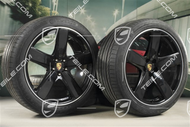 21-inch "Sport Classic" black (high gloss) summer wheels set, rims 9J x 21 ET26 + 10J x 21 ET19, Continental summer tyres 265/40 R 21 + 295/35 R 21, with TPMS