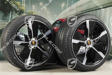21" koła letnie Exclusive Design, komplet, felgi 9,5J x 21 ET60 + 11,5J x 21 ET66 + opony letnie Goodyear 265/35 R21 + 305/30 R21, czarne