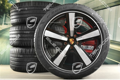 22-inch summer wheel set Cayenne Coupé Exclusive Design Sport, wheel rims 10J x 22 ET48 +11,5J x 22 ET52 + Pirelli summer tyres 285/40 R22 + 315/35 R22, black high gloss