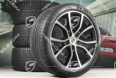 21-inch Cayenne Exclusive Design winter wheel set, rims 9,5J x 21 ET46 + 11,0J x 21 ET58 +  Michelin Pilot Alpin 5 winter tyres 275/40 R21 + 305/35 R21, with TPMS, black high gloss + bright-polished areas