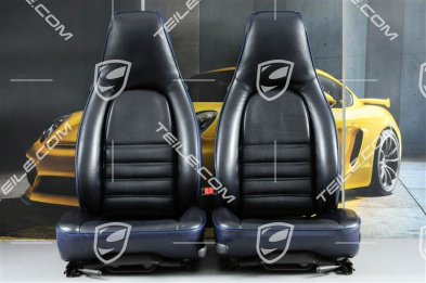 Seats, manual adjustable, vertically adjustable, leather/leatherette, Cobalt blue, damaged (L+R)