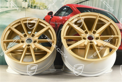 20+21-inch wheel rim set Carrera S, rims: front 8,5J x 20 ET53 + rear 11,5J x 21 ET67, aurum satin matt