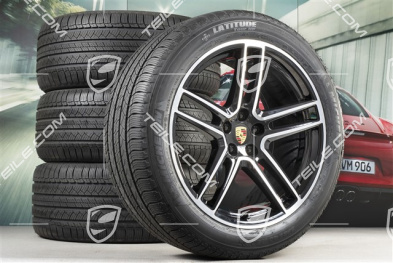 20" "Macan Turbo"  koła całoroczne, komplet, felgi 9J x 20 ET26 + 10J x 20 ET19, opony wielosezonowe 265/45 R 20 + 295/40 R 20,  BORBET czarny wysoki połysk, z czujnikami ciśnienia RDK