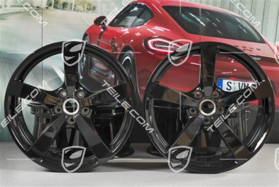 18" komplet felg Macan, 8J x 18 ET21 + 9J x 18 ET21, czarny wysoki połysk