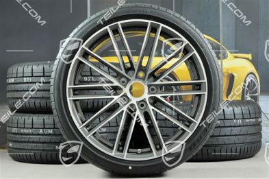20" Turbo IV Sommerräder Satz, Felgen 8,5J x 20 ET57 + 10,5J x 20 ET47 + Pirelli Sommerreifen 235/35 ZR20 + 265/35 ZR20, mit RDK-Sensoren