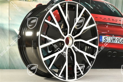 20" Felge Taycan Turbo S Aero Design, 9J x 20 ET54, schwarz hochglanz mit glanzgedrehter Stirnfläche