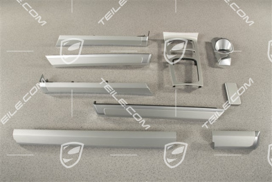 Dashboard, centre console and doors  trim moulding set / kit, Aluminium