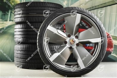 21" Exclusive Design Sommerräder Satz, Felgen 9,5J x 21 ET60 + 11,5J x 21 ET66 + Goodyear Sommerreifen 265/35 R21 + 305/30 R21, platinum seidenmatt