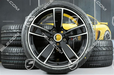 20-inch summer wheels set Carrera Sport, rims 8,5J x 20 ET49 + 11,5J x 20 ET56 + summer tyres 245/35 R20 + 305/30 R20, Jet Black Metallic