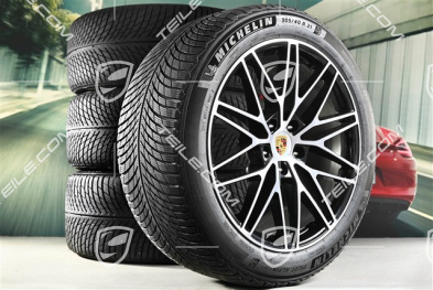 21-inch Cayenne "RS Spyder Design" winter wheel set, rims 9,5J x 21 ET46 + 11,0J x 21 ET49 + Michelin Pilot Alpin 5 SUV winter tyres 285/45 R21 + 305/40 R21, with TPMS, black high gloss