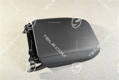 Armrest Cover, Smooth leather with embossed Porsche crest, Black