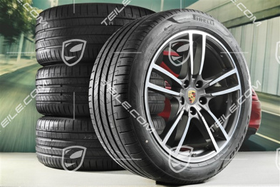 21" koła letnie Cayenne Turbo, komplet, felgi 9,5J x 21 ET46 + 11,0J x 21 ET49 + NOWE opony letnie Pirelli P Zero 285/40 R21 + 315/35 R21