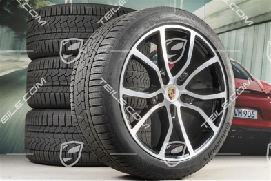 21-inch Cayenne COUPE Exclusive Design winter wheel set, rims 9,5J x 21 ET46 + 11,0J x 21 ET49 + NEW Continental winter tyres 275/40 R21 + 305/35 R21, with TPMS, black high gloss + bright-polished areas