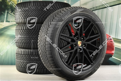 21" koła zimowe RS Spyder Design, komplet, felgi 9,5J x 21 ET46 + 11,0J x 21 ET58 + opony zimowe Pirelli 285/45 R21 + 305/40 R21, z czujnikami ciśnienia, czarny wysoki połysk