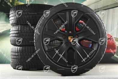 20" koła zimowe Turbo Aero, komplet, felgi 9J x 20 ET54 + 11J x 20 ET60 + NOWE opony zimowe Pirelli 245/45 R20 + 285/40 R20, czarny satynowy półmat