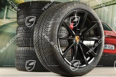 19" Boxster S koła zimowe komplet, felgi 8J x 19 ET57 + 10J x 19 ET45 + NOWE opony zimowe Michelin Pilot Alpin 4: 235/40 R19 + 265/40 R19, czarny satynowy półmat