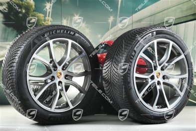 21" Cayenne Exclusive Design Winterräder Satz, Felgen 9,5J x 21 ET46 + 11,0J x 21 ET49 + Michelin Pilot Alpin 5 SUV Winterreifen 285/45 R21 + 305/40 R21, mit RDK-Sensoren