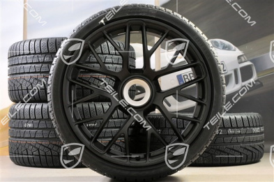 GT3 20" koła zimowe, komplet, "Turbo S" central. moc., 9J x 20 ET51 + 11J x 20 ET59 + opony zimowe Pirelli 245/35 R20+295/30 R20, czujniki RDK, czarny półmat satyna