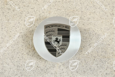 Radzierdeckel, konkav, Wappen in Turbonit / Rhodium, poliert