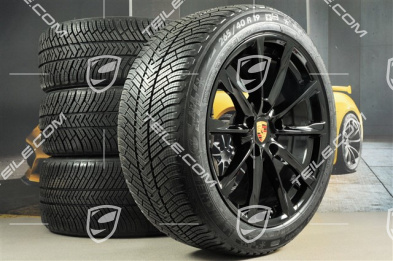 19" Boxster S koła zimowe komplet, felgi 8J x 19 ET57 + 10J x 19 ET45, opony zimowe Michelin Pilot Alpin 4: 235/40 R19 + 265/40 R19, czarny wysoki połysk