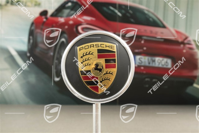 Wheel hub cap, crest coloured, black satin matt