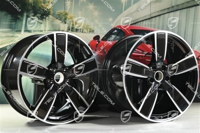 22" Cayenne Coupé Sport Classic Felgensatz, Felgen 10J x 22 ET48 + 11,5J x 22 ET52, schwarz hochglanz