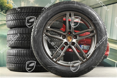 19" "Macan Turbo" Winterräder Satz, Felgen 8J x 19 ET21 + 9J x 19 ET21, Pirelli Winterreifen 235/55 R 19 + 255/50 R 19, mit RDK-Sensoren,  platinum seidenmatt
