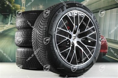 20" koła zimowe Macan S, felgi 7,5J x 20 ET32 + 10J x 20 ET49 + opony zimowe Michelin 235/55 R20 + 285/45 R20, czarny wysoki połysk