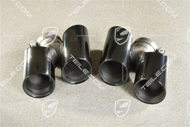 Double tailpipes set chrome plated stainless steel in black high gloss