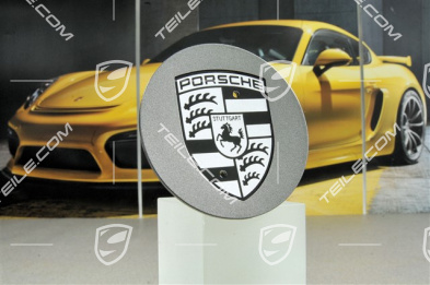 Radzierdeckel, rund, konkav, für Turbo-II Räder, Wappen Schwarz/Silber