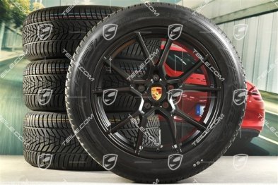 20" Cayenne S Winterräder Satz, Felgen 9J x 20 ET50 + 10,5J x 20 ET55 + Hankook Winter i*eveo 3X, 255/55 R20 + 295/45 R20, mit RDK-Sensoren, in Schwarz Seidenmatt