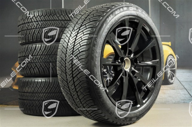 19" Boxster S koła zimowe komplet, felgi 8J x 19 ET57 + 10J x 19 ET45 + NOWE opony zimowe Michelin Pilot Alpin 4: 235/40 R19 + 265/40 R19, czarny wysoki połysk