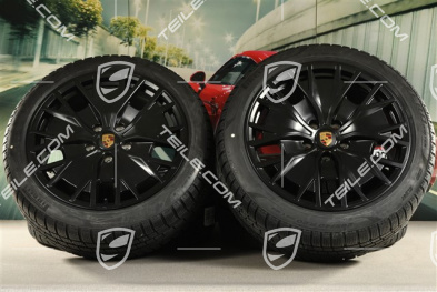 20" koła zimowe Turbo S Aero Design, komplet, felgi 9J x 20 ET54 + 11J x 20 ET60 + opony zimowe Pirelli 245/45 R20 + 285/40 R20, czarny satynowy mat