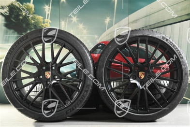 22-inch Cayenne Coupé RS Spyder summer wheel set, rims 10J x 22 ET48 + 11,5J x 22 ET52 + Michelin summer tyres 285/35 R22 + 315/30 R22, with TPMS, black satin matt