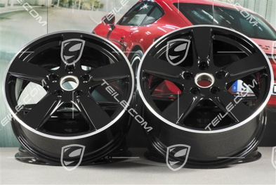 19-inch Cayman S wheel set, 8J x 19 x ET 57 + 9,5J x 19 x ET 45, wheel spokes in black