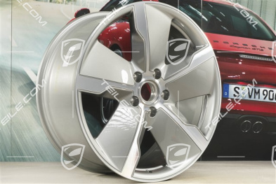 21" Felga Taycan Exclusive Design, 9,5J x 21 ET60, srebrna Platinum Silver, przednia, R
